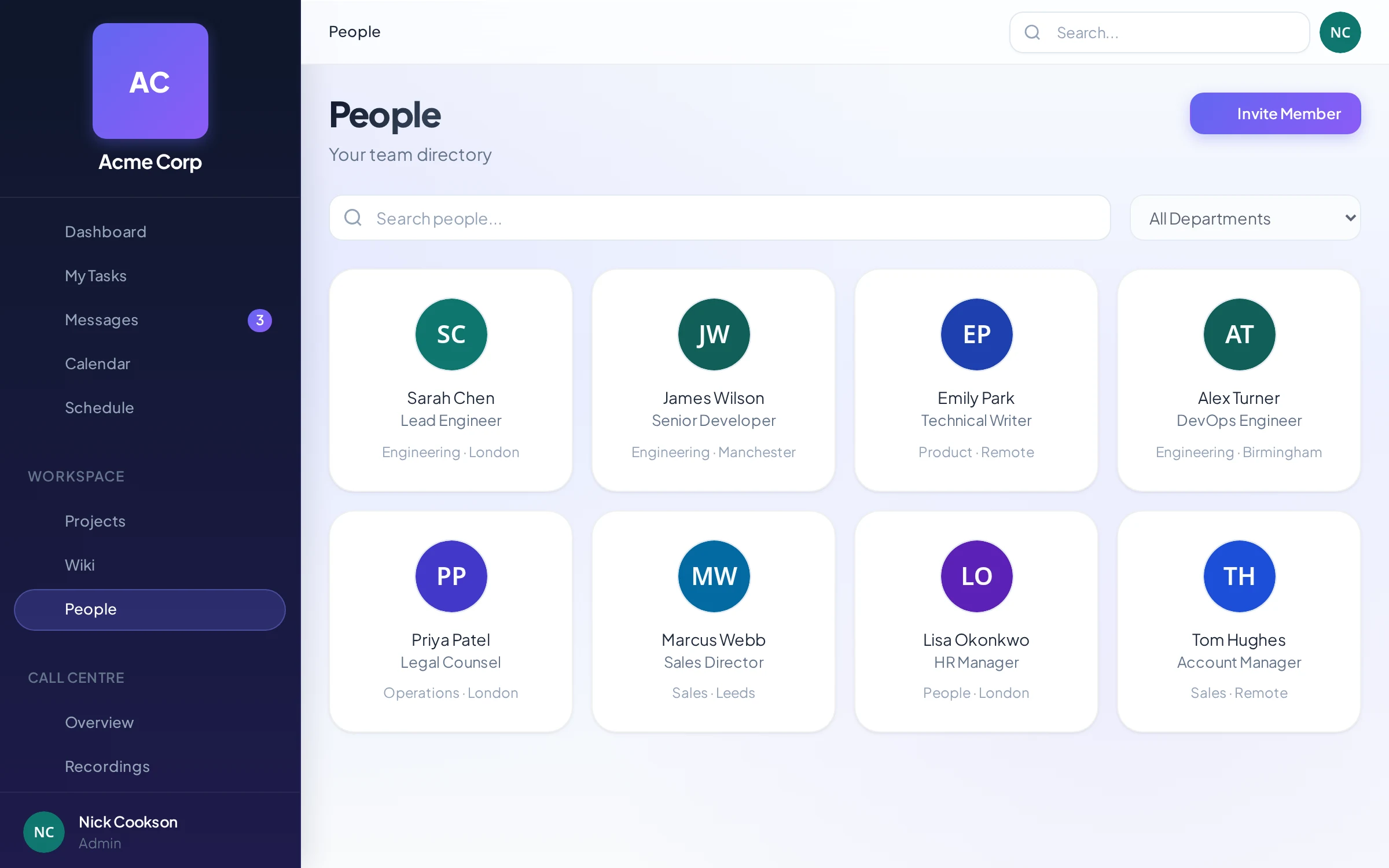 People Directory in Interlink Digital Workplace
